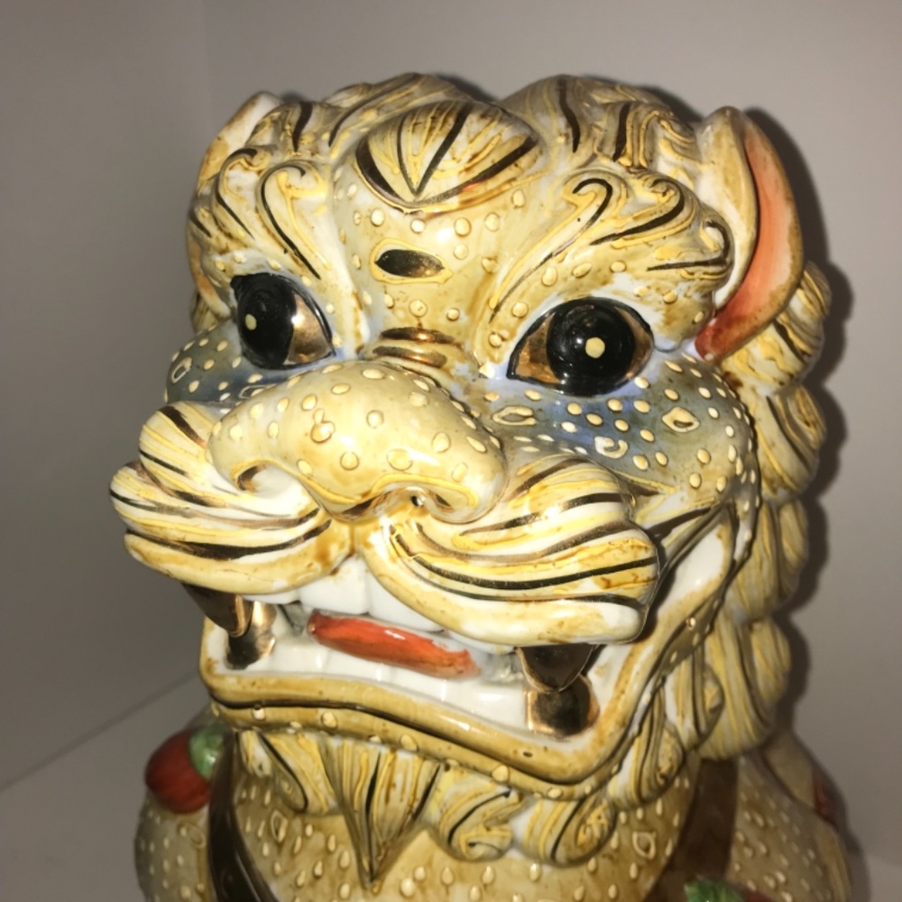 Asian Foo Dog Dragon Ceramic Sculpture - Picture 2 of 7